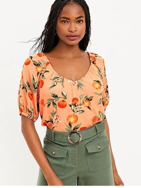LOFT orange citrus blouse